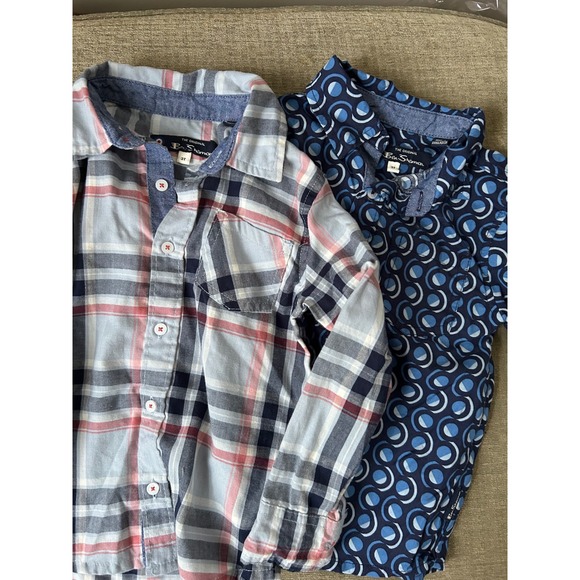 Ben Sherman 3T Button Down Shirt Set Plaid & Geometric Print Long Sleeve Preppy - Picture 1 of 5